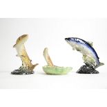 A Beswick Pottery figure of a trout, rising above the water, height 16cm, impressed no. 1032,