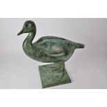 Adrian Sorrell (1932-2001) bronze figure of a goose, with green patina, signed on the base and
