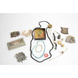 Four early 20th Century chain mail purses, several items of costume jewellery, a metal mounted