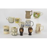 A collection of 19th & 20th Century ceramic cups, including a Sill Brothers mug commemorating 'The