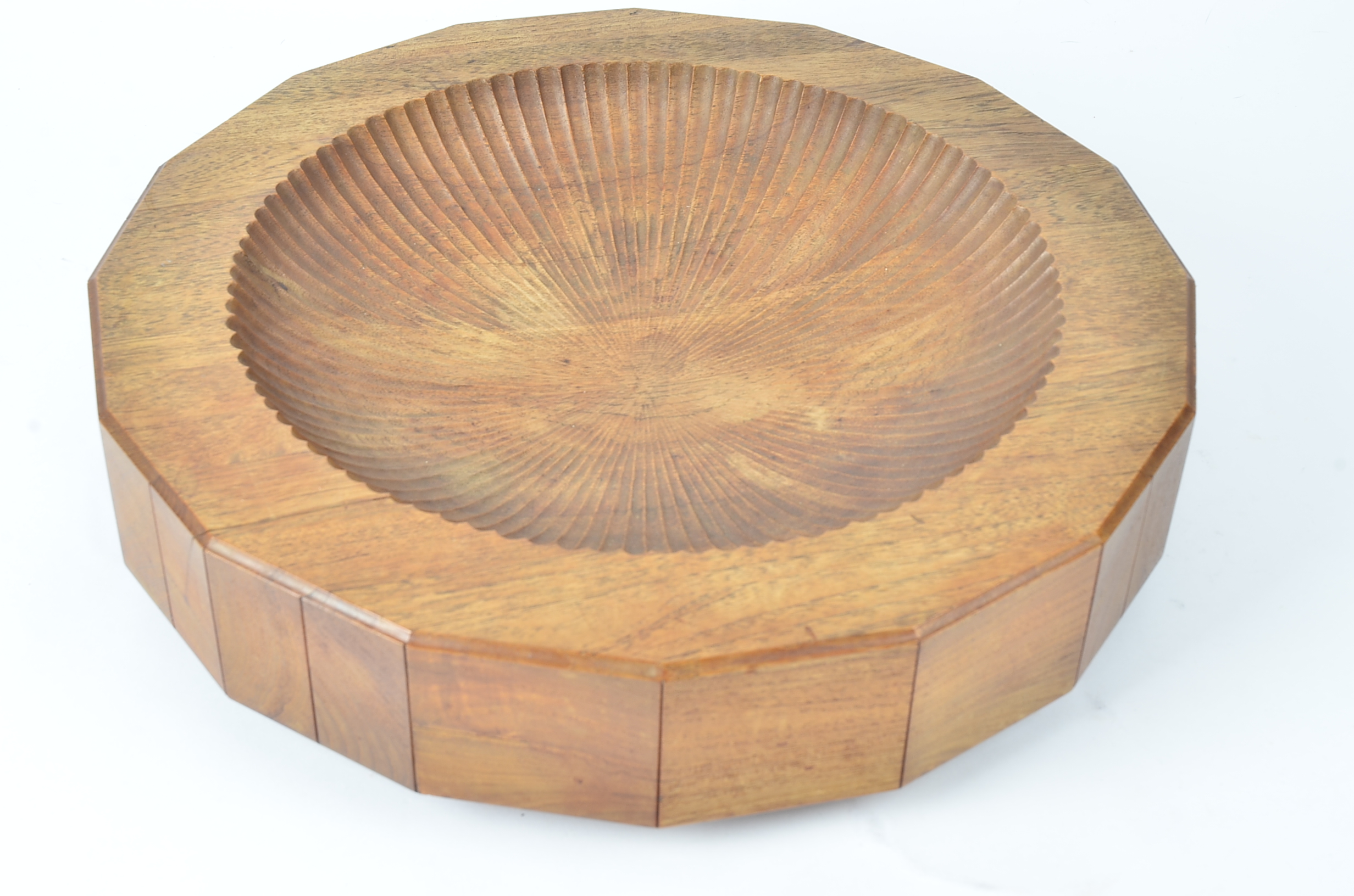 Alan Peters OBE (1933-2009), for Aller Studios, a mahogany centrepiece, the sunken scalloped - Image 3 of 5