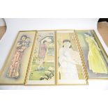 Eight framed Peoples Republic of China prints, showing idealised images of womanhood and