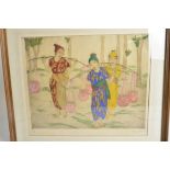 Elyse Ashe Lord (1900-1971), The Water Carriers; Asian dry point etching, artist's