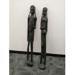 Two large freestanding Maasai figures, one a female the other a warrior, height 115 (2)