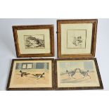 A pair of cockfighting prints, one framed the other not, "Fight" and "Set Too", 16cm x 20cm,