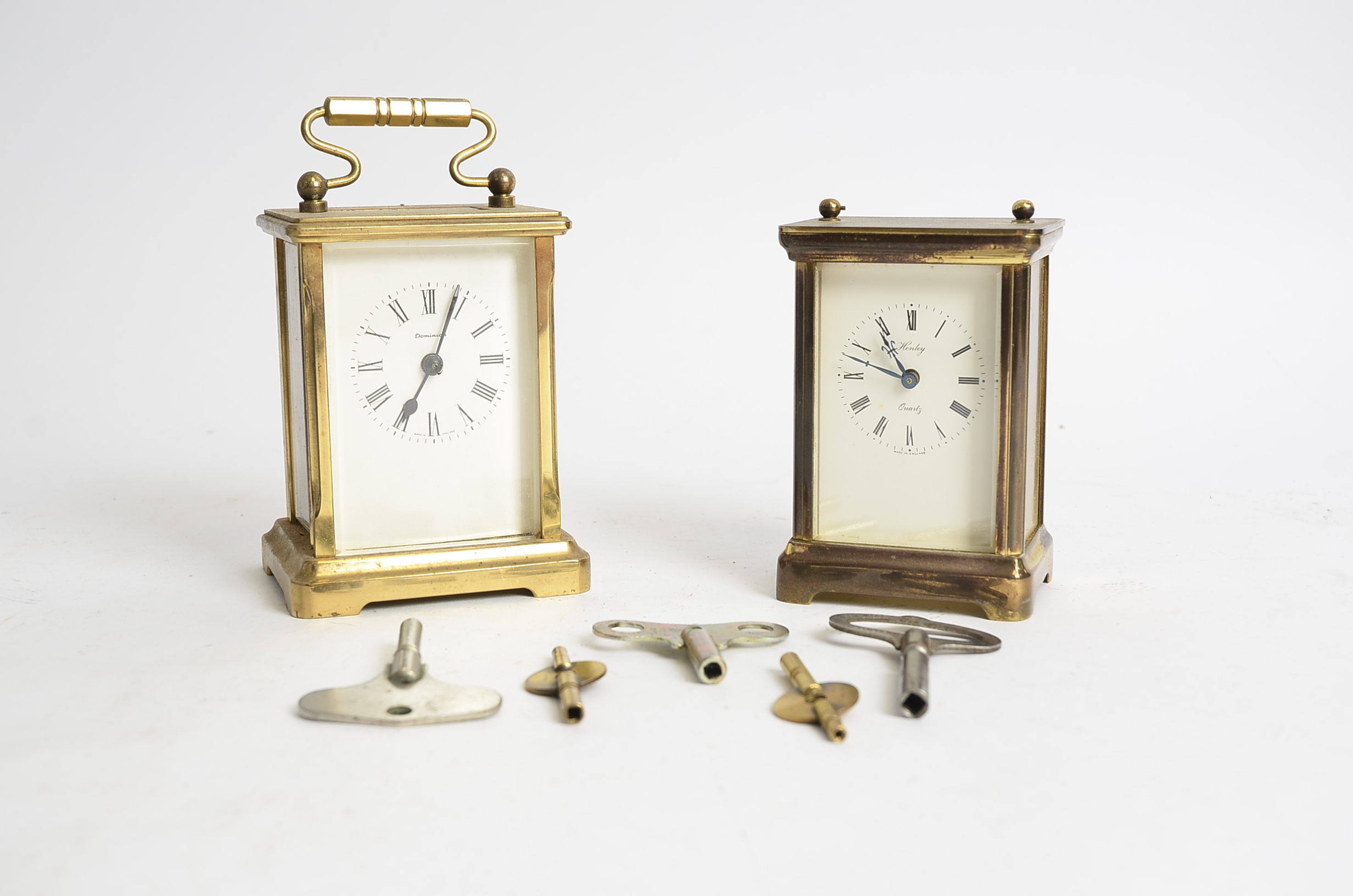 Two brass carriage timepieces, one marked 'Henley', the other 'Dominion', total height of tallest - Image 2 of 2