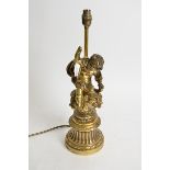 A 20th Century cherub lamp base, height 53cm