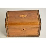 A Victorian mahogany and straw inlaid box, 28cm x 18cm x 15cm, together with an early 20th Century