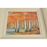 Inam (Pakistani Contemporary), Autumn depicting of trees by the waterside, limited edition of