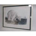 A J.W Audubon 19th century polar bear print, with Rowland Ward gallery London label to verso,