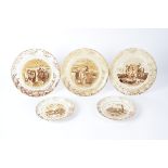 Five pieces of Bruce Bainsfather printed table wares, all from Grimwades and with the same border