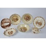 Seven pieces of Bruce Bainsfather printed table ware, many from the Grimwades series 'Old Bill',