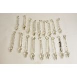 A small quantity of glass lustres, of prism drop form with small hooks, length 23cm, (15+)