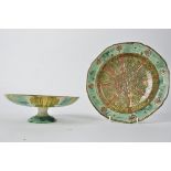 Della Robbia Pottery (Birkenhead 1894-1906), a comport with foliate decoration and sgraffito work,