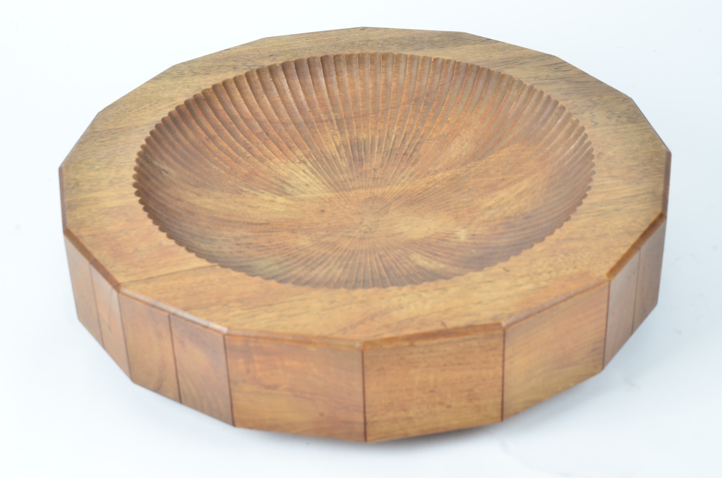 Alan Peters OBE (1933-2009), for Aller Studios, a mahogany centrepiece, the sunken scalloped - Image 4 of 5