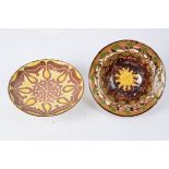 Della Robbia Pottery (Birkenhead 1894-1906), a comport with central roundel and geometric motif,