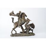 A resin model of St George and the dragon, height 27cm