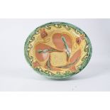 Della Robbia Pottery (Birkenhead 1894-1906), a deep earthenware bowl with Arabesque type floral