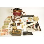 A group of mixed collectables to include AA badge, clock, barometer, Ronson early plastic