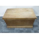 19th century small elm chest, dovetailed body with metal drop handle to either side, 56cm x 33cm x