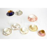 A group of 19th Century and later cabinet cups and saucers, to include four Royal Worcester