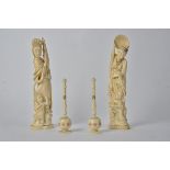A small collection of early 20th Century Tokyo school ivory and bone figures, to include male and