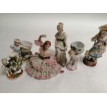 A large quantity of Victorian and later figures, themed on the rural idyll and leisure pastimes,