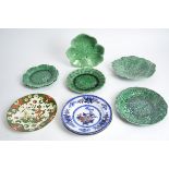 A small group of 19th Century cabbage plates, several Wedgwood, one other with a pattern of