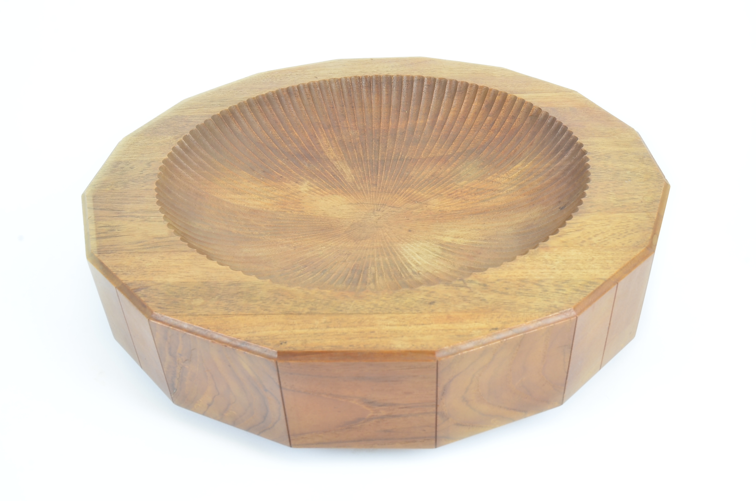 Alan Peters OBE (1933-2009), for Aller Studios, a mahogany centrepiece, the sunken scalloped