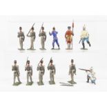 A selection of 60mm scale Noris figures comprising of a Beefeater with replaced staff, one solid and