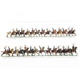 Lot of 28mm scale demi-ronde French 19th Century cavalry, including Cuirassiers and light