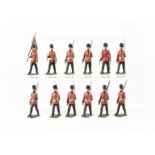 Noris 60mm scale marching British Grenadier Guards, complete with officer, bugler and flagbearer,