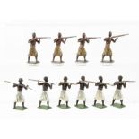 Noris 60mm Native Warriors, with rifles (4 + 4), and spears (2), G-VG, four rifle men in cream