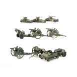 Britains loose Royal Field Artillery guns (3), 4.5inch gun, 1726 Limber, 2nd grade Armoured Cars (