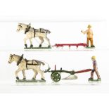 Wend-Al England aluminium horse-drawn plough and harrow, some retouching to handles of plough,