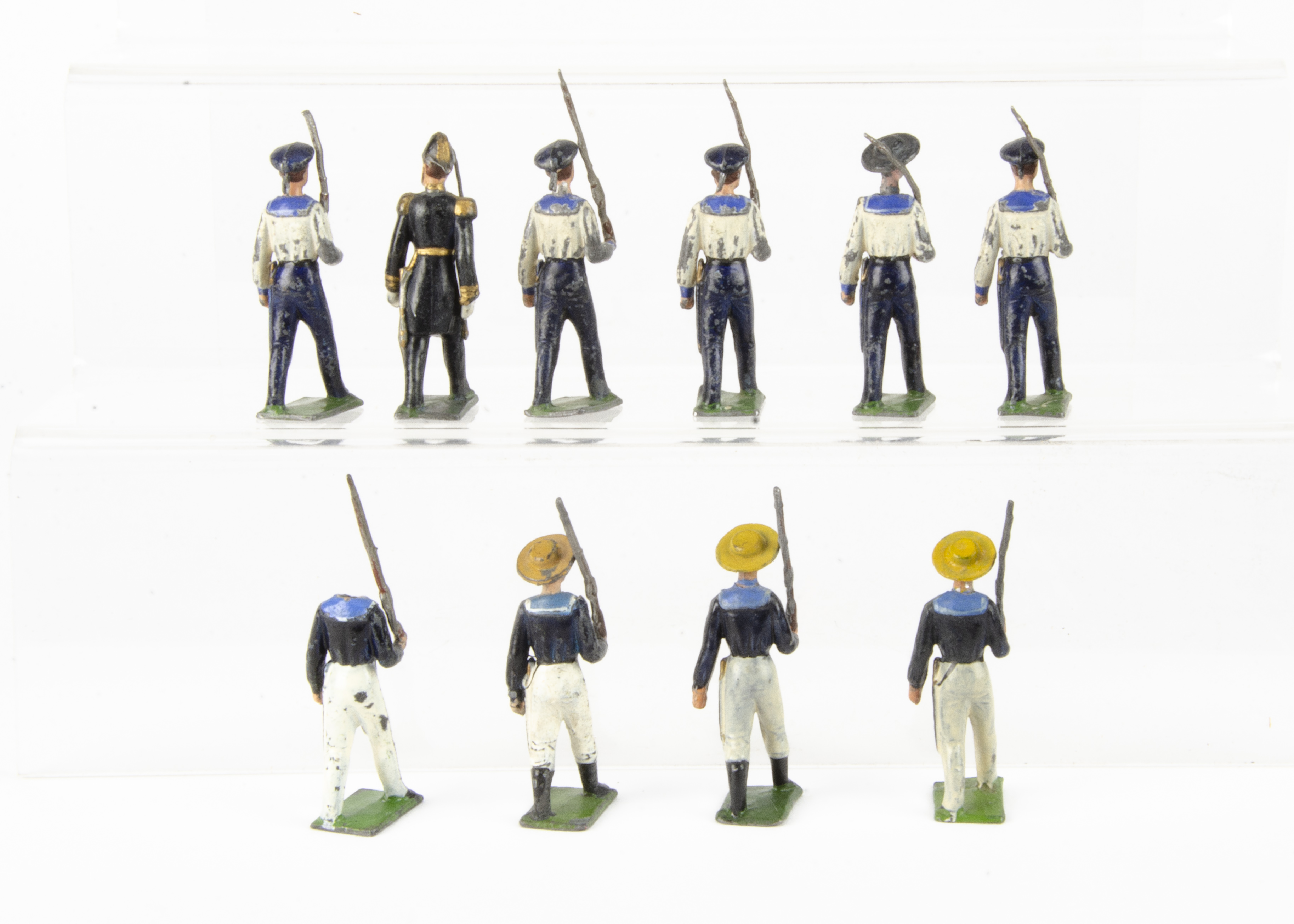 Noris 60mm marching German sailors, complete with officer, but not a matching set, generally G, - Image 2 of 2