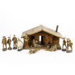 Elastolin British WW2 Medical and Camp figures comprising of man with walking stick (4),