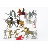 A selection of US made plastic knights, Tim-Mee mounted and foot (14), Ideal (16), Marx in mixed