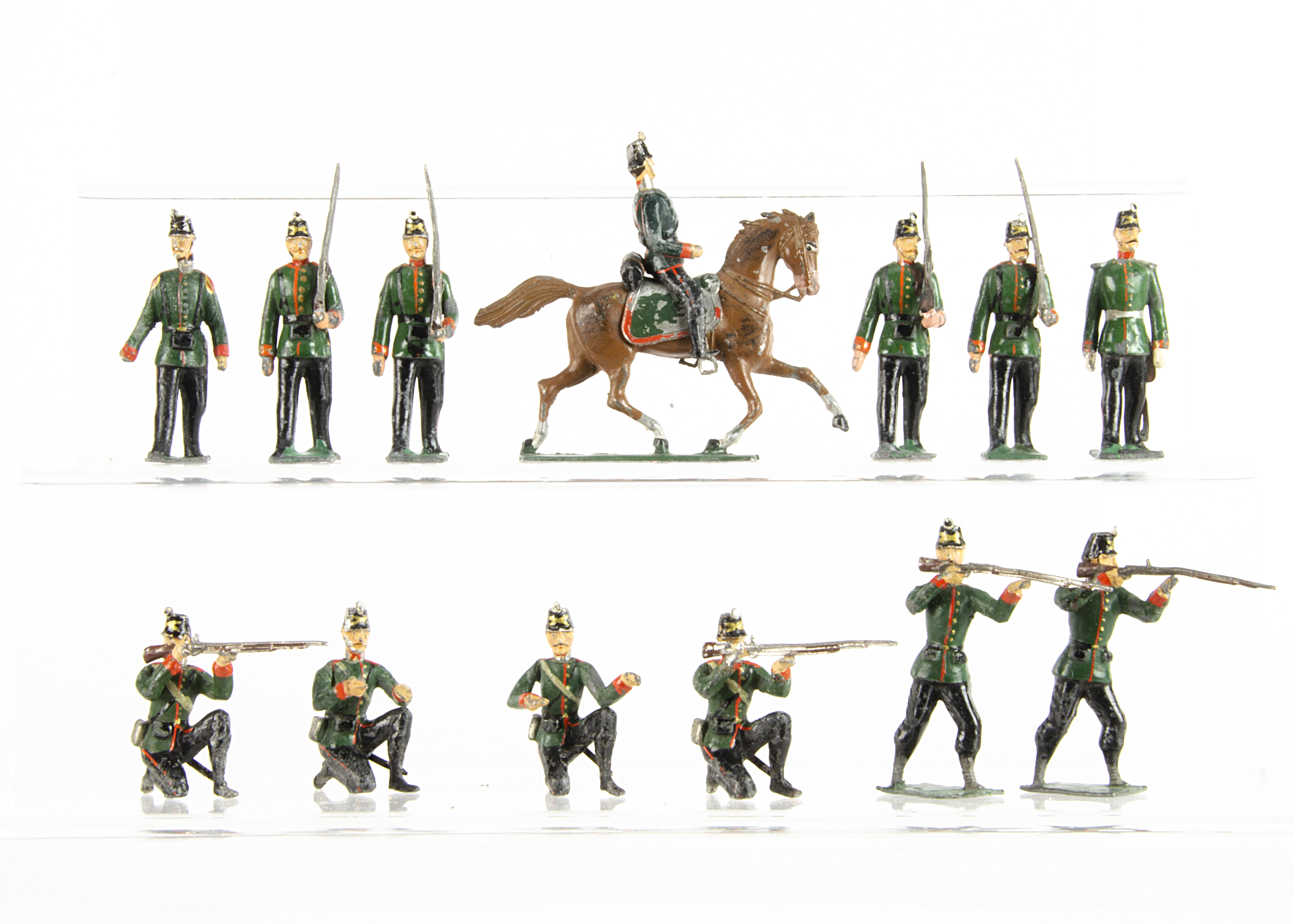 Noris 60mm scale Bavarian 19th Century troops, officers (2) with marching (5) and fighting (6)