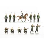 Noris 60mm scale Bavarian 19th Century troops, officers (2) with marching (5) and fighting (6)