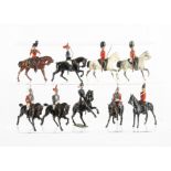 Britains loose pre-WW2 version mounted figures, comprising Lifeguards (10), (one tail, one sword,