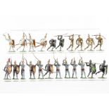 Heyde 52mm (size 2) fighting Medieval foot figures comprising of silver knights (4), gold (4, one