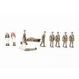 Britains loose stretcher bearers in steel helmets from set 1719 (6), 2 khaki helmet, 4 grey,