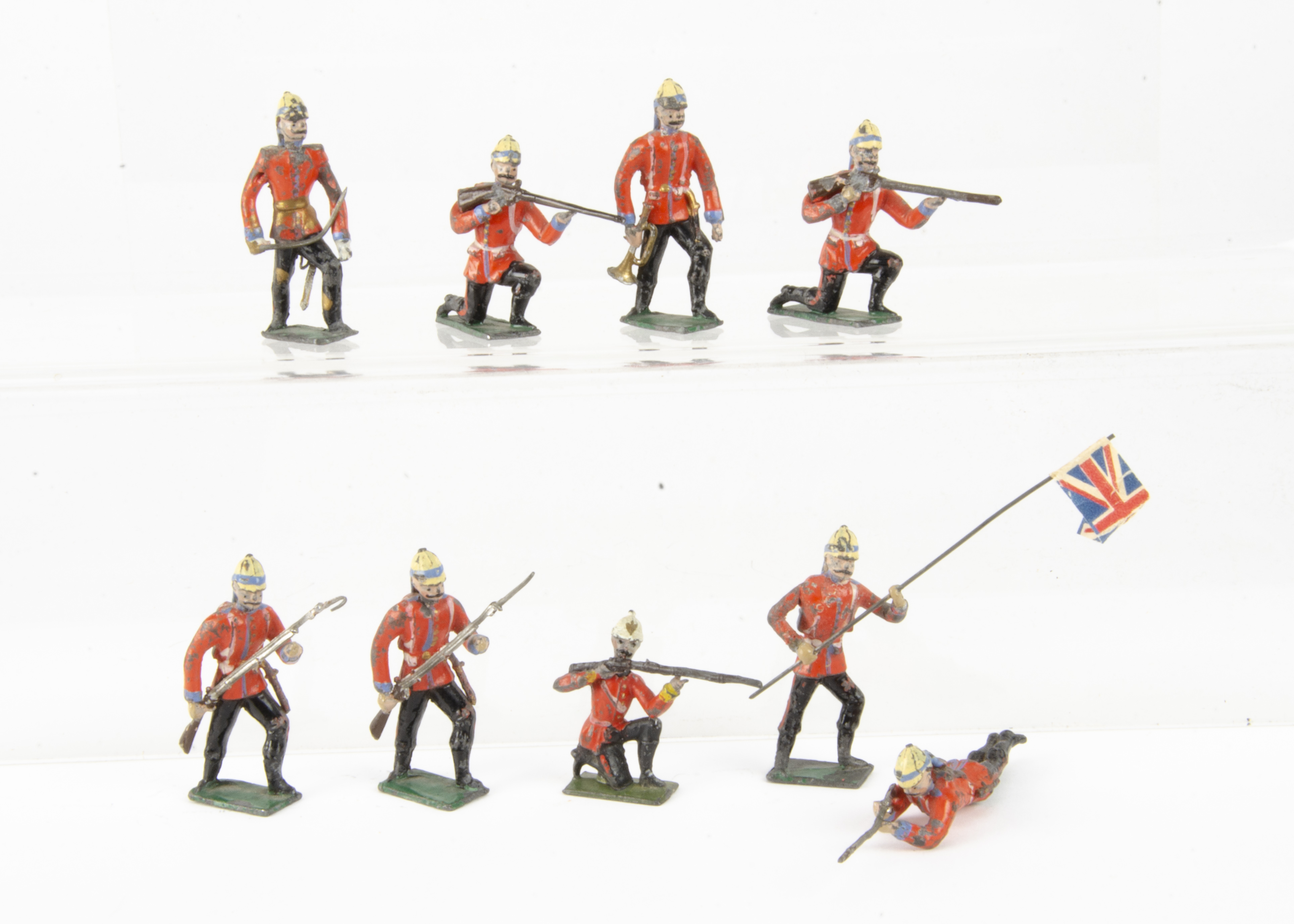 Krause Germany 48mm Britains 19th Century Colonial Infantry with unusual early style 'pith' helmets,