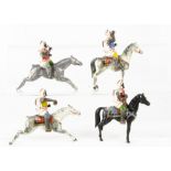 Noris 70mm scale mounted Arab warriors on horses, black horse with one lower leg detached, though