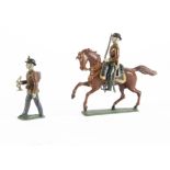 Noris 60mm scale mounted officer and bugler, possibly representing a Saxonian Regiment ? VG, (2)