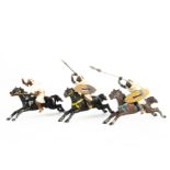 Heyde 60mm charging 60mm scale Arab Warriors on horses, generally G, figure missing hand with no