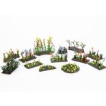 Britains Herald plastic Floral Miniature Garden, flower beds, various shapes and sizes, populated