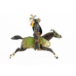 Heyde 100mm high mounted knight charging with lance, with moveable visor, missing lance, reins and