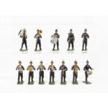 Noris 12 piece 60mm Prussian 19th Century military band, complete set, G-VG, minor paint wear